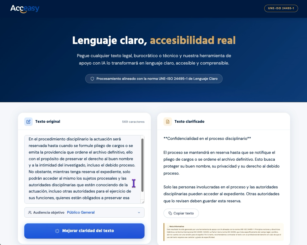 Acceasy PRO Plain Language Assistant